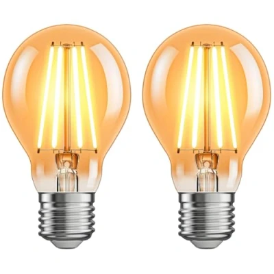 Image of ledscom.de 2 Pieces E27 LED Bulb, A60, Extra Warm White (2400 K), 7 W, 778lm, 3 Step dimmer, Gold Coloured