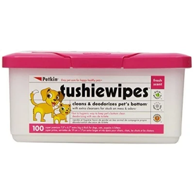 Image of Petkin Tushie Wipes, 100 Count Pack (Pack of 4) by