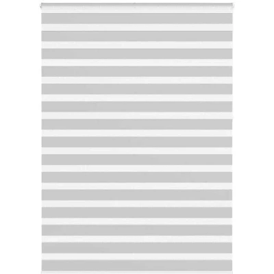 Image of vidaXL Zebra Blind Light Grey 165x230 cm Fabric Width 160.9 Polyester