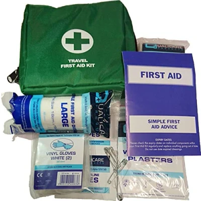 Image of HSE COMPLIANT 1 PERSON FIRST AID KIT IN GREEN TRAVEL BAG