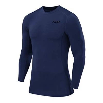 Image of TCA Boys Pro Performance Compression Shirt Long Sleeve Top Tops for Base Layers Blueprint, 12 14 Years