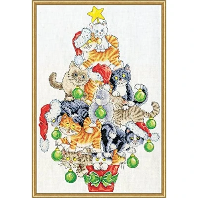 Image of Design Works Crafts Counted Christmas Tree for Cats Cross Stitch Kit 3419
