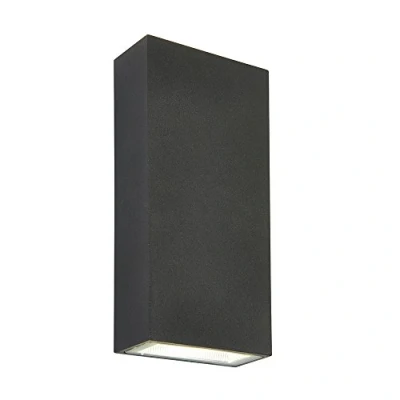 Image of Morti Integrated LED 2 Light Outdoor Up Down Wall Textured Dark Matt Anthracite, Glass IP44