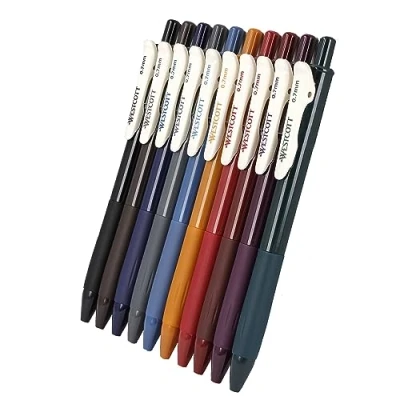Image of Westcott gel pens set of 10 pieces autumn edition pen with bright warm colours 0.7mm line width for soft, precise strokes when writing, drawing &amp; painting E 733901 00