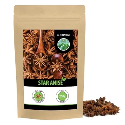 Image of star anise whole (250g, 8.8oz), pods, capsules, 100% natural, tea without additives
