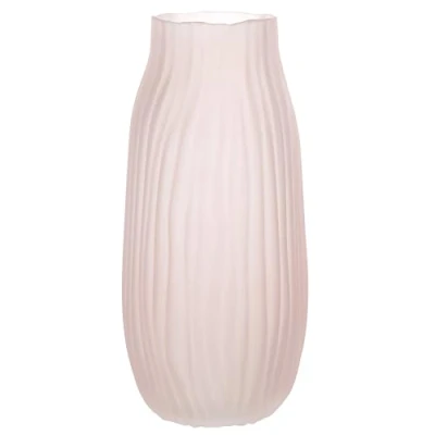 Image of JAKY Global Large Modern Pink glass Vase H 31cm Tall Ribbed for Flowers Decor Perfect Home, Office, Farmhouse Table Centerpieces and Living Room Vases Flowers(Pink 31cm)