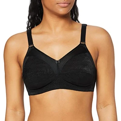 Image of Sassa Women&#039;s Soft bh Jacquard Plain Full Cup Everyday Bra, Black (Schwarz 00500), 48D (Manufacturer size:110D)