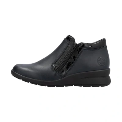 Image of Rieker L4883 Women&#039;s Navy Blue Zip Boots (Blue, UK Footwear Size System, Adult, Women, Numeric, Medium, 4)
