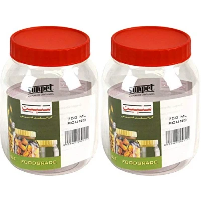 Image of Clear Food Grade Plastic Storage Container Pet Jars Freezer and Microwave Safe (750ml 2pk)