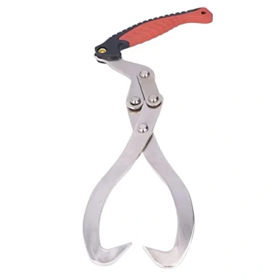 Image of BHDK Log Tongs, 43cm / 16.9in Heavy Duty Logging Skidding Portable Professional Lifting Tongs with Non Slip Handle for Lumber and Lifting/Handling/Dragging/Carrying Tool