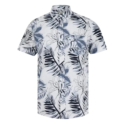 Image of Tokyo Laundry Men&#039;s &#039;Mahana&#039; Tropical Print Short Sleeve Cotton Poplin Hawaiian Shirt