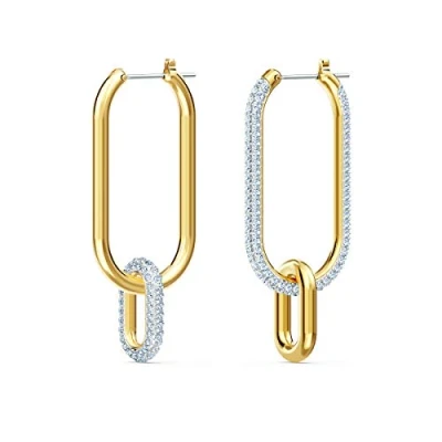 Image of Swarovski Time earrings, Asymmetrical, White, Mixed metal finish