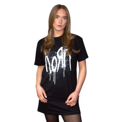 Image of Rock Off officially licensed products Korn Still A Freak Band Logo T Shirt Dress S Black