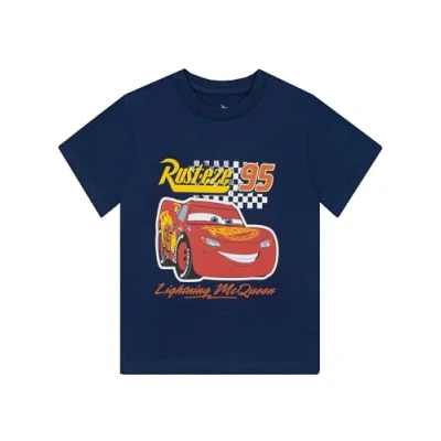 Image of Disney Tshirt Cars Boys T Shirt Lightning McQueen Top for Official Merchandise Blue 7 8 Years