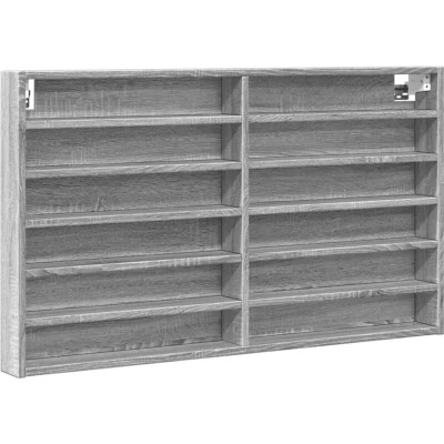 Image of vidaXL Vitrine Cabinet Floating Shelf Grey Sonoma Engineered Wood Sleek and Classic Design, Ample Storage, 100 x 8.5 58 cm