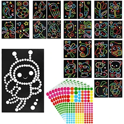 Image of 26 Sheets Dotty Sticker Art Kits for Kids, Stickers, Craft Supplies (20cm x 30cm) Picture Decoration Kids Project