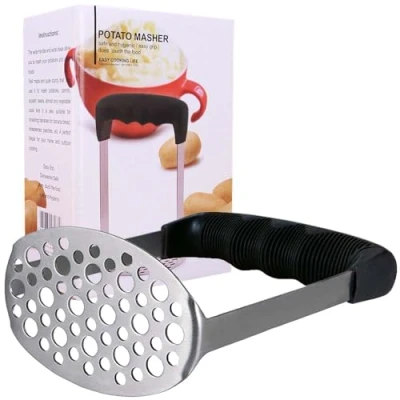 Image of Starchef Masher Ricer,Stainless Steel Ricer with Soft Handle,Fruit &amp; Vegetable Ricer, Potato Masher(Black)