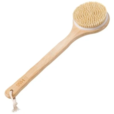 Image of H&amp;S Body Brush Back Scrubber Long Handle for Shower Natural Bristles Dry Skin Exfoliating Cellulite Bamboo Exfoliator