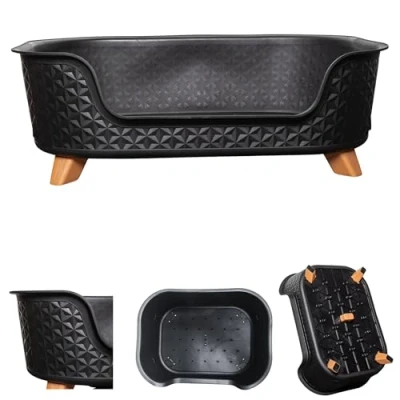 Image of Samuel ALEXANDER 77cm x 58cm Black Plastic Raised Pet Basket with Legs