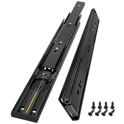 Image of AOLISHENG Soft Close Drawer Runners Slides 400mm Heavy Duty 45kg Load Capacity Draw Sliders Full Extension Ball Bearing Kitchen Cabinet Replacement Side Mount, Black 1 Pair