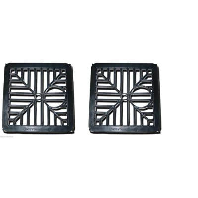 Image of 2 X BLACK PLASTIC SQUARE DRAIN GULLEY GRID COVER 150MM 6 INCH