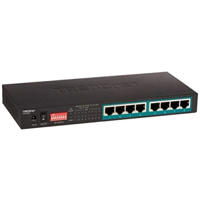 Image of TRENDnet 8 Port Gigabit Long Range Poe+ Switch, TPE LG80, 65 W Poe Budget, Ethernet/Network Extends Up to 200 m (656 ft), 16 Gbps Switching Capacity,Black