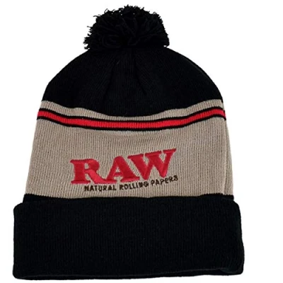 Image of RAW Rolling Papers Pom Knitted Hat Black One Size