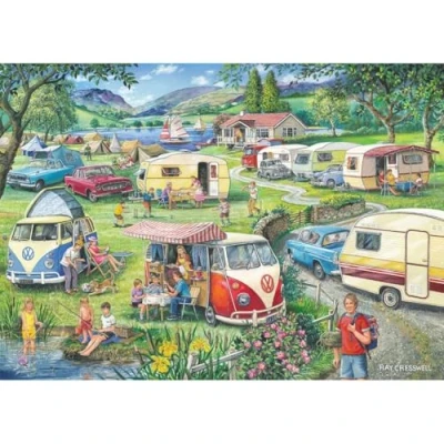 Image of The House of Puzzles Happy Holidays Jigsaw 1000 Piece Jigsaws For Adults, Artist Illustrated, Scenic Landscape, Deluxe Puzzle Gifts