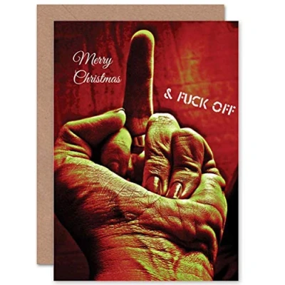 Image of Wee Blue Coo CARD ALTERNATIVE CHRISTMAS XMAS BIRD FINGER HUMOUR ADULT