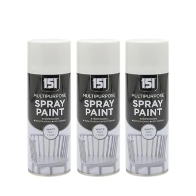 Image of PNJB Multi Purpose White Matt Spray Paint, Aerosol Quick Drying, Ideal for Metal, Plastic, Wood, Interior &amp; Exterior Use, 400ml, (3PCS)