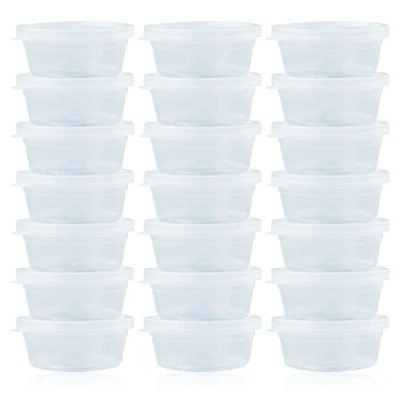 Image of LAMXD Slime Storage Containers 24 Pack, Leakproof Clear Plastic Foam Ball Cups Jars With Lids Pots Tubs