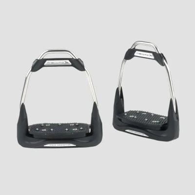Image of Freejump Air&#039;S Stirrup Black Straight Eye / Incline Grip Tread Horse Stirrups Riding Equestrian