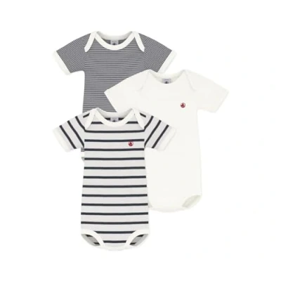 Image of Petit Bateau Unisex Babies’Short Sleeve Striped Body (Pack of 3) , Variant 1, 3 years