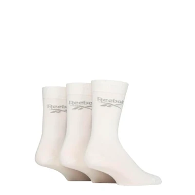 Image of Mens and Women&#039;s 3 Pair Reebok Core Cotton Crew Socks White 11 12.5 UK