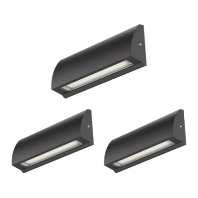 Image of ledscom.de 3 LED Wall Light/Staircase Light SEGIN for Outdoors, IP54, Flat, Downlight, Black matt, Angular, 6.2 W, 566lm, Warm White