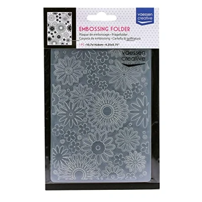 Image of Vaessen Creative Embossing Folder, Flowers 5,7x4,25x0,19 inches, 1 Unit, for Birthday, Birth, Christmas Cards and Paper Crafts