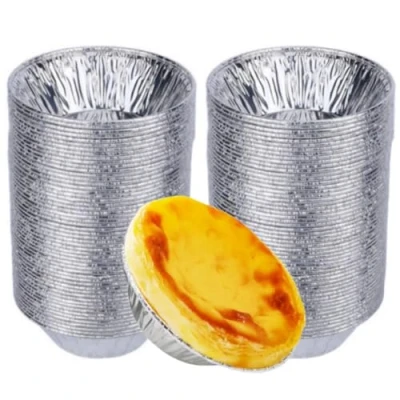 Image of 100 pcs Foil Trays Muffin Cases Bun Tin Foils Pie Cake Tins Mini Egg Tart Supplies for Baking