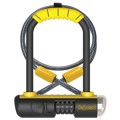 Image of OnGuard Bulldog Combo DT 8012C Bike Lock, Locks, High Security &amp; Reliable, Bicycle Lock With Rubber Coated Crossbar, Locks Shackle On Both Sides, Braided Steel Cycle Double Bolt