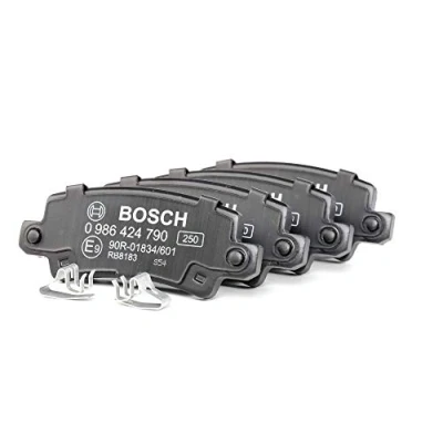Image of 04466YZZD9 Brake pad set BOSCH 0 986 424 790 Low Metallic with acoustic wear warning anti squeak plate TOYOTA: Corolla IX Hatchback