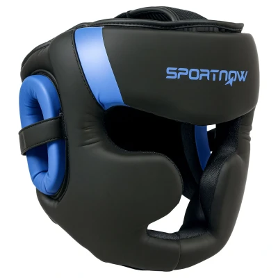 Image of SPORTNOW Boxing Headguard, Headgear Helmet with Adjustable Strap for Full Face Protection Kickboxing Sparring Martial Arts Karate Taekwondo, Blue