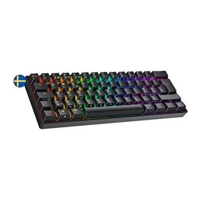 Image of Ranked S60 Supernova 60% Hot Swappable Mechanical Gaming Keyboard 62 Keys Multi Color RGB LED Backlit for PC/Mac Gamer ISO SE Swedish Layout (Black, Gateron Optical Brown)