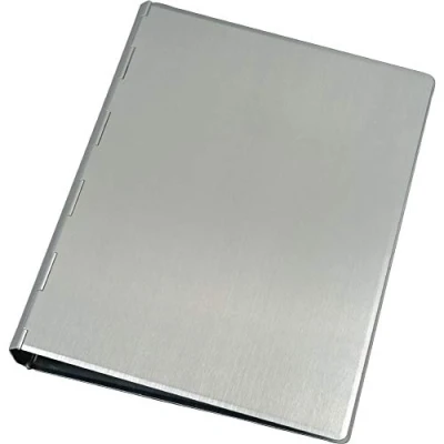 Image of Alassio 40111 Aluminium Ring Binder, Silver Notepad Folder, Approx. 24.5 x 18.5 2.5 cm, Metal Binder A5, for A5