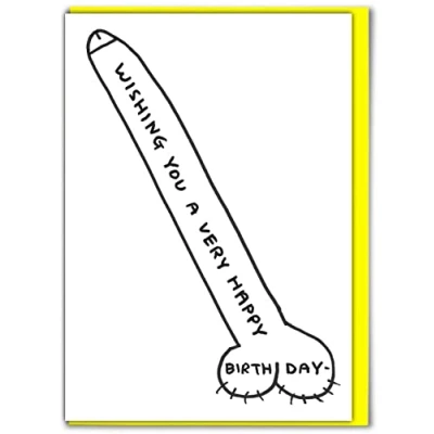 Image of Brainbox Candy Official David Shrigley Rude Birthday Card &#039;Happy Cock&#039; Cheeky Humour For Him Her Men Women Alternative Cards Friends Family Partner Sold