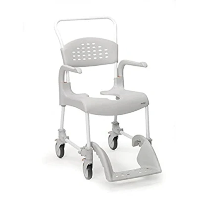 Image of Etac(r) Clean Wheeled Shower Commode Chair, 49cm Grey, Bathroom Chair for Mobility and Convenice, Hygienic Aid Elderly, Handicapped, Disabled Users
