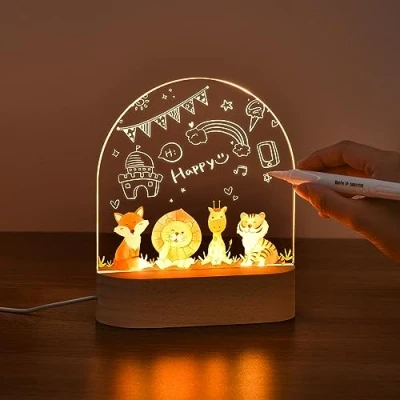 Image of OTraki Kids Personalized Night Lamp, USB Baby Light LED Cute Animal Nightlight Portable Acrylic Bedroom Bedside Lamp Birthday Christmas Room Decor for Toddler Newborn Girls Boys
