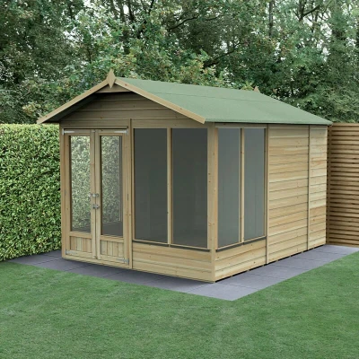 Image of 10&#039; x 8&#039; Forest Beckwood 25yr Guarantee Double Door Apex Summer House (3.01m 2.61m)