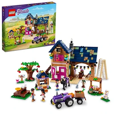 Image of LEGO Friends Organic Farm House Set 41721 with Toy Horse, Stable, Tractor and Trailer Plus Animal Figures, for Kids, Girls Boys Aged 7+