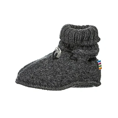 Image of Double Layer Merino Wool Fleece Baby Booties 80 Charcoal