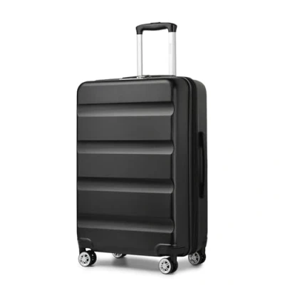 Image of Kono Medium 24&quot; Suitcase Expandable Hard Shell Luggage Lightweight TSA Lock 4 Sturdy Spinner Wheels Travel Carry On (Black,65x43.5x25cm)