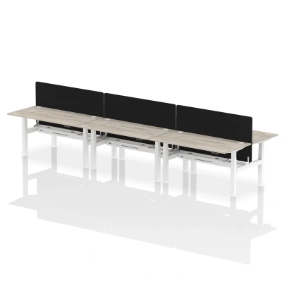 Image of Air B2B 1600x800mm Adjustable 6P Bench Desk CP Grey Oak/White + Screen